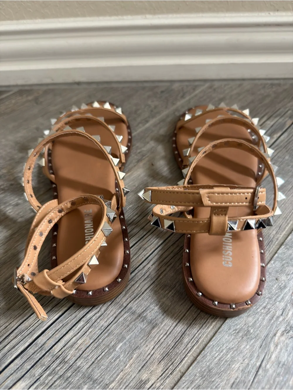 Talia Studded Ankle-Strap Sandals - Tan